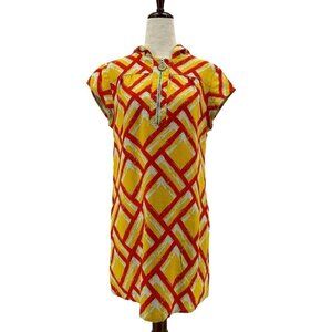 Tracy Feith For Target Linen Hooded Retro Yellow Orange Mini Dress Womens XS